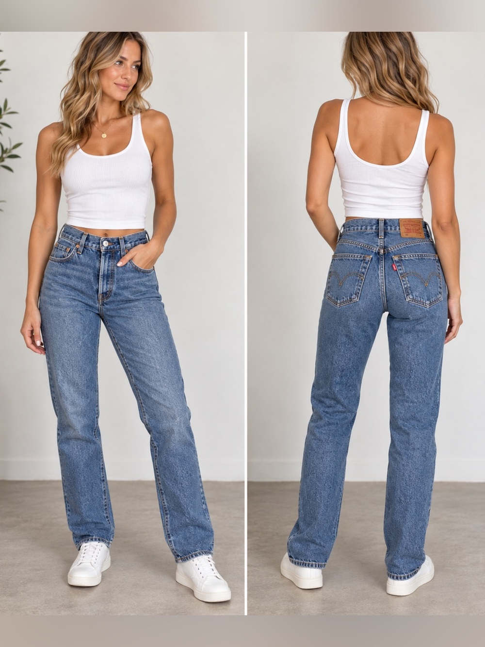Levi’s Classic High-Rise Straight Leg Jeans in Medium Blue button fly W24 L32